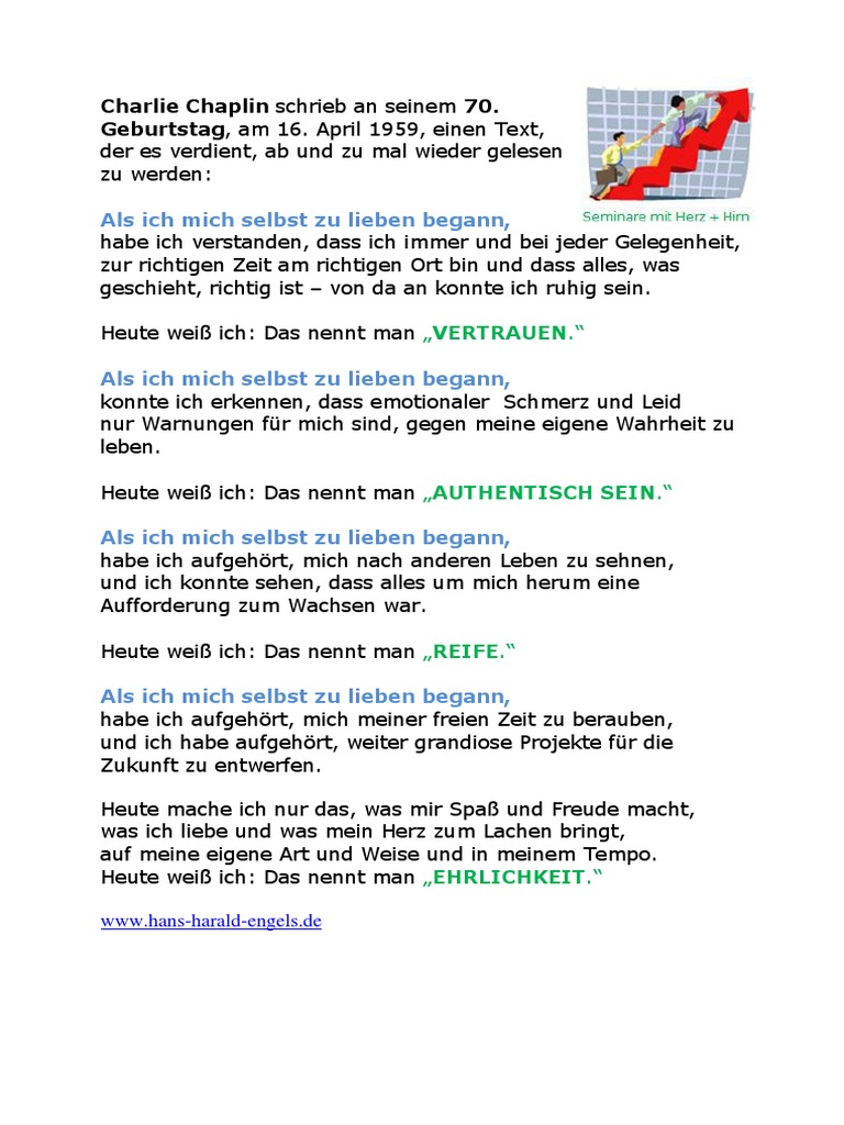 Als ich anfing mich selbst zu lieben chaplin