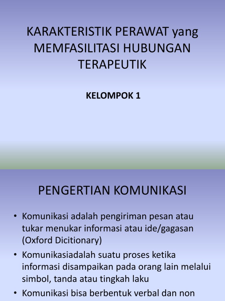 Ppt Karakteristik Perawat Yang Memfasilitasi Hubungan  