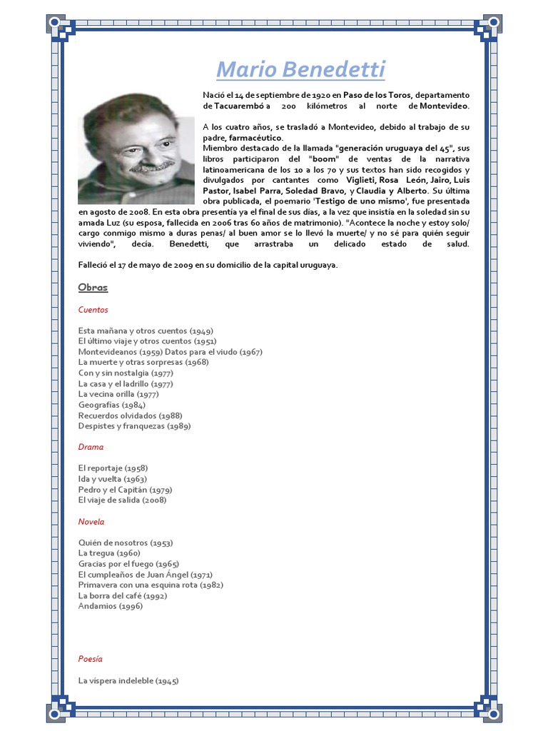 Mario Benedetti | PDF | Poesía