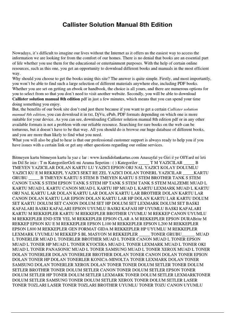 CALLISTER 8TH EDITION intelligence overview
