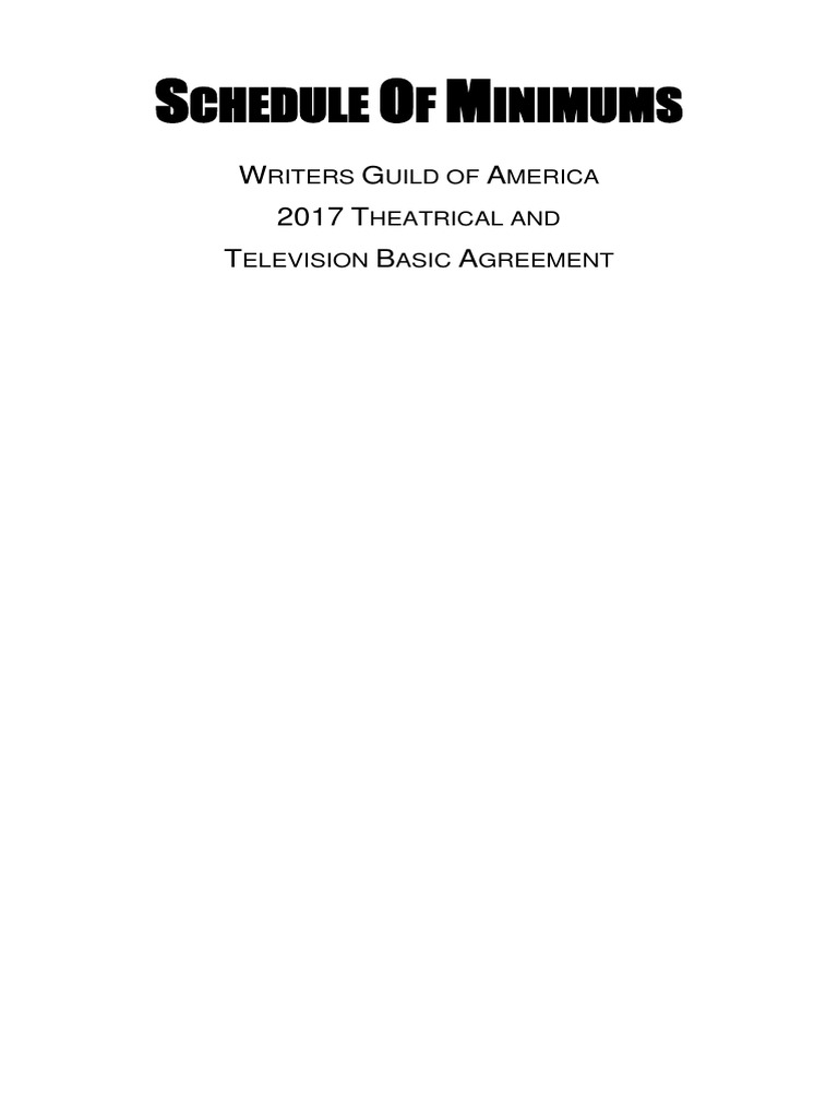 Wga 2017 Schedule of Minimums PDF Screenplay Television