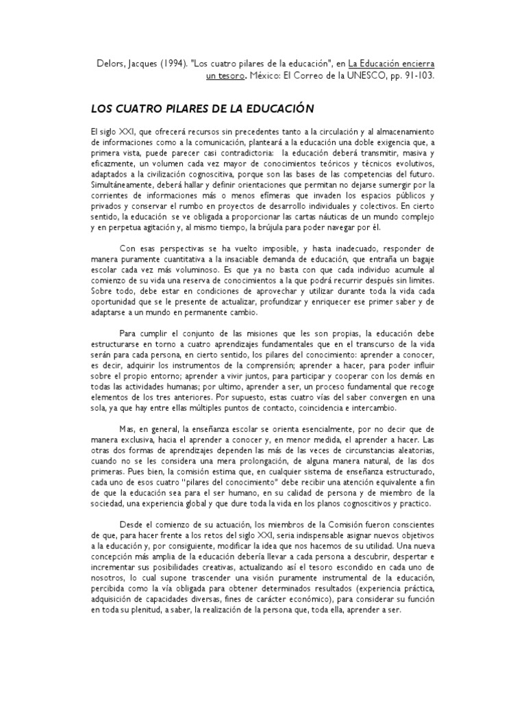 4 Pilares de La Educación PDF | PDF