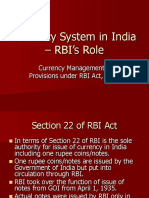 Currency System in India RBI Role