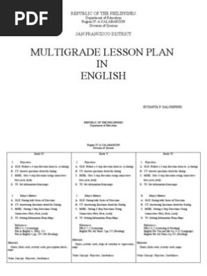 Multi Grade Lesson Plan in English1