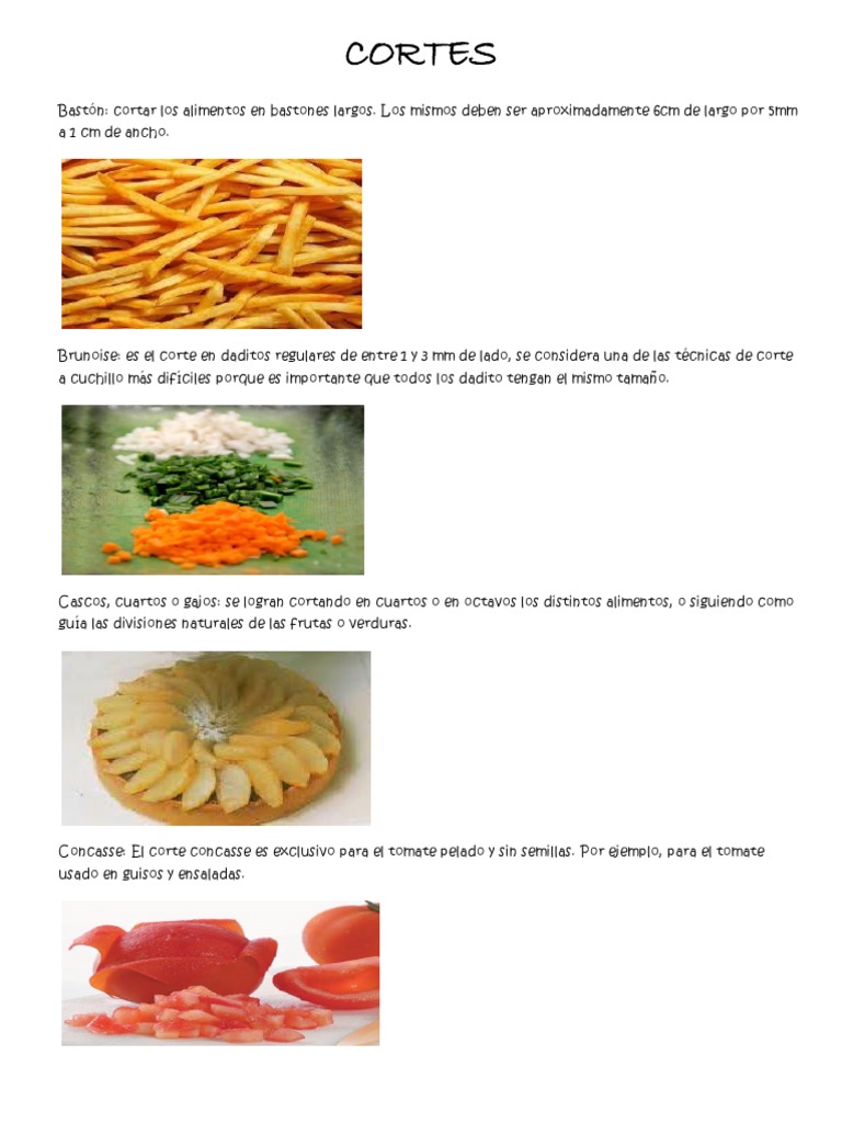 Tipos de cortes de verduras más frecuentes - Blog Frutas Charito