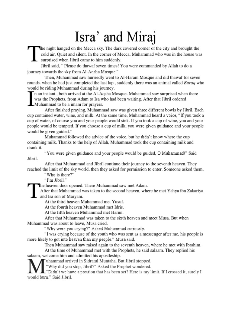 Story Telling Isra Miraj Moses In Islam Muhammad