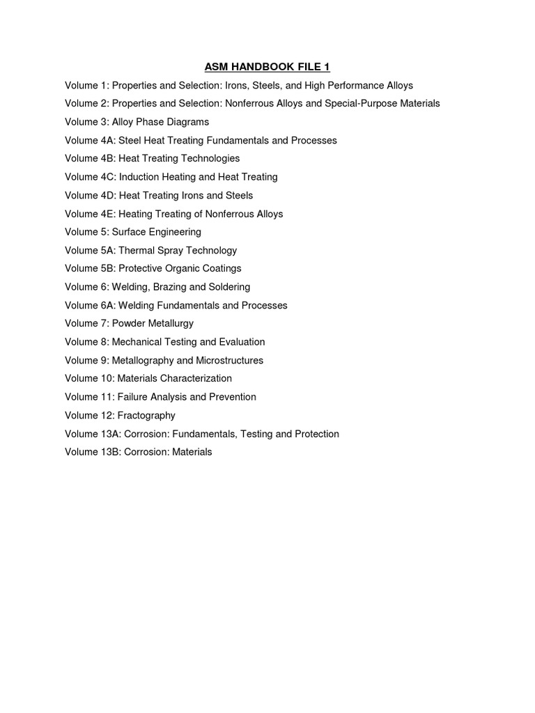 ASM Handbook Overview: Volumes 1-21 | PDF