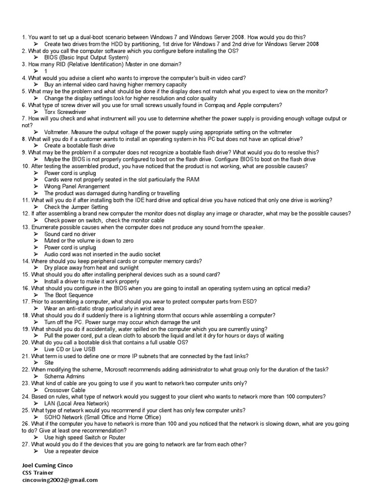 Css Questions | PDF | Remote Desktop Services | Computer Network