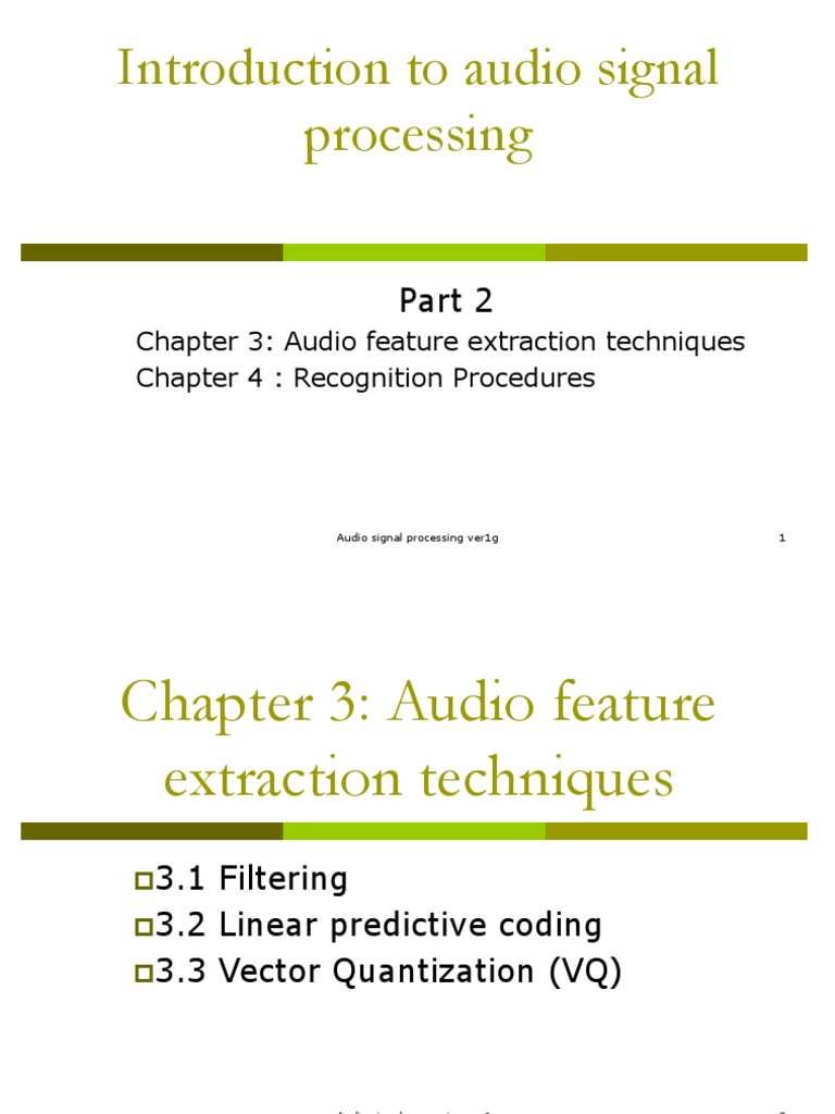 Analysis of Audio Feature Extraction Techniques PDF Signal