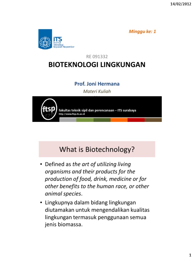 Bioteknologi Lingkungan Minggu 1 pdf