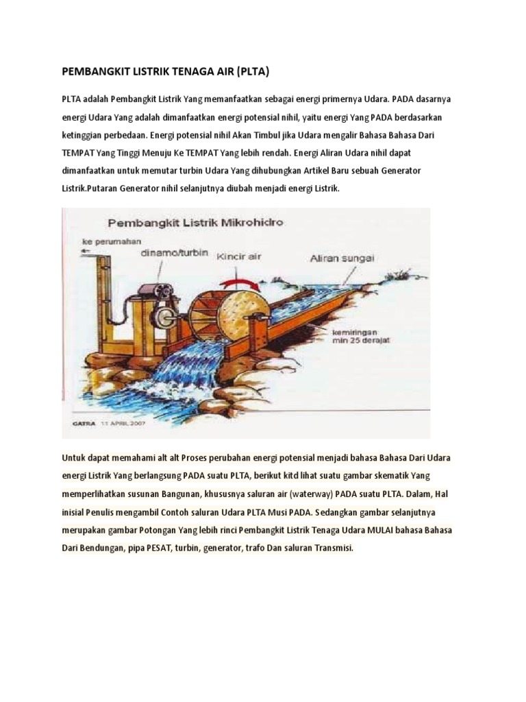 Pembangkit Listrik Tenaga Air sebagai Sumber Energi Gerak