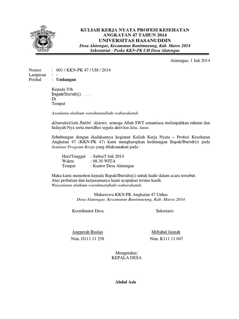 87 Contoh Undangan Acara Kkn Gratis Terbaru