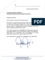 Carta de CONMEBOL a FIFA, por "Copa Intercontinental de Clubes"