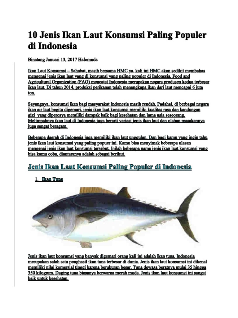54 Koleksi Gambar Ikan Air Laut Konsumsi HD