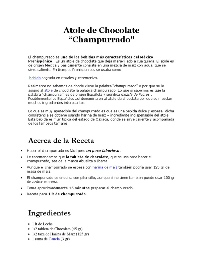 Champurrado | PDF | Cocina de las Americas | Chocolate