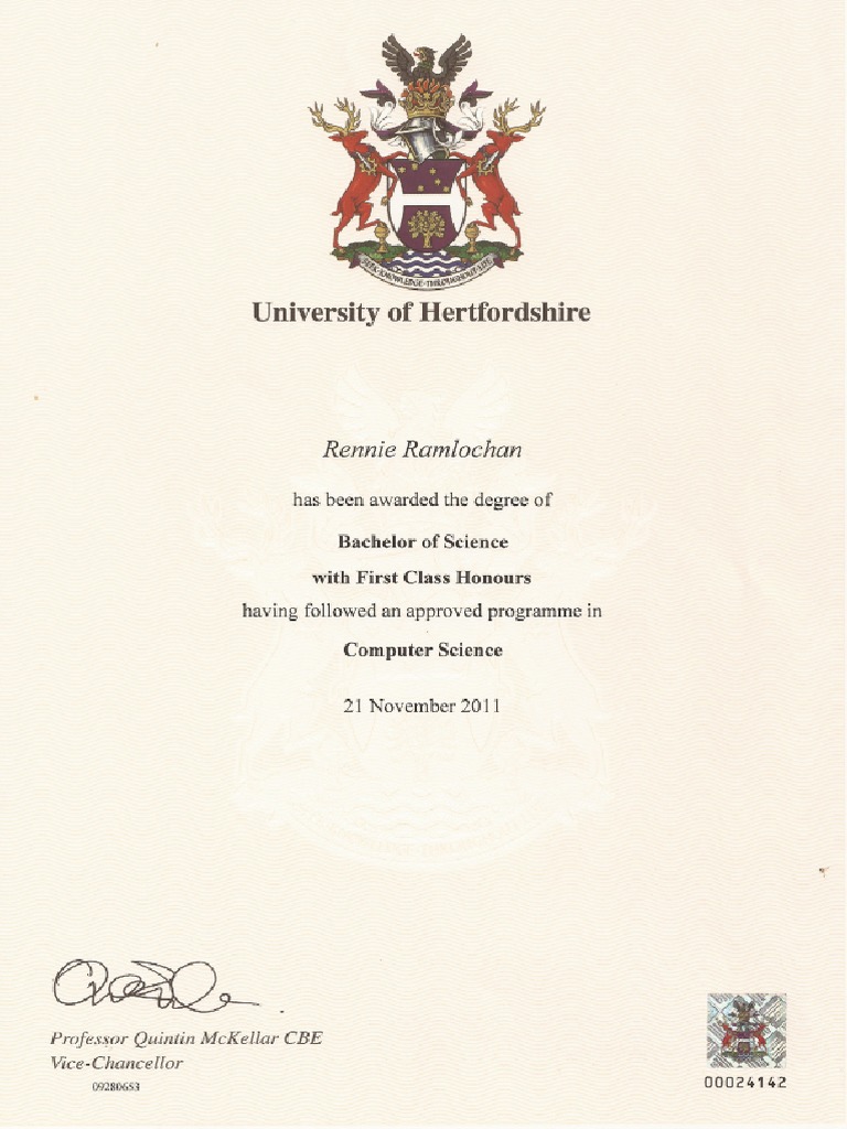 Msc Computer Science Hertfordshire