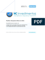 Planilha Financeira - Alocação de Ativos em 2011