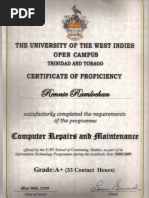 UWI Computer Repairs & Maintainence Certificate