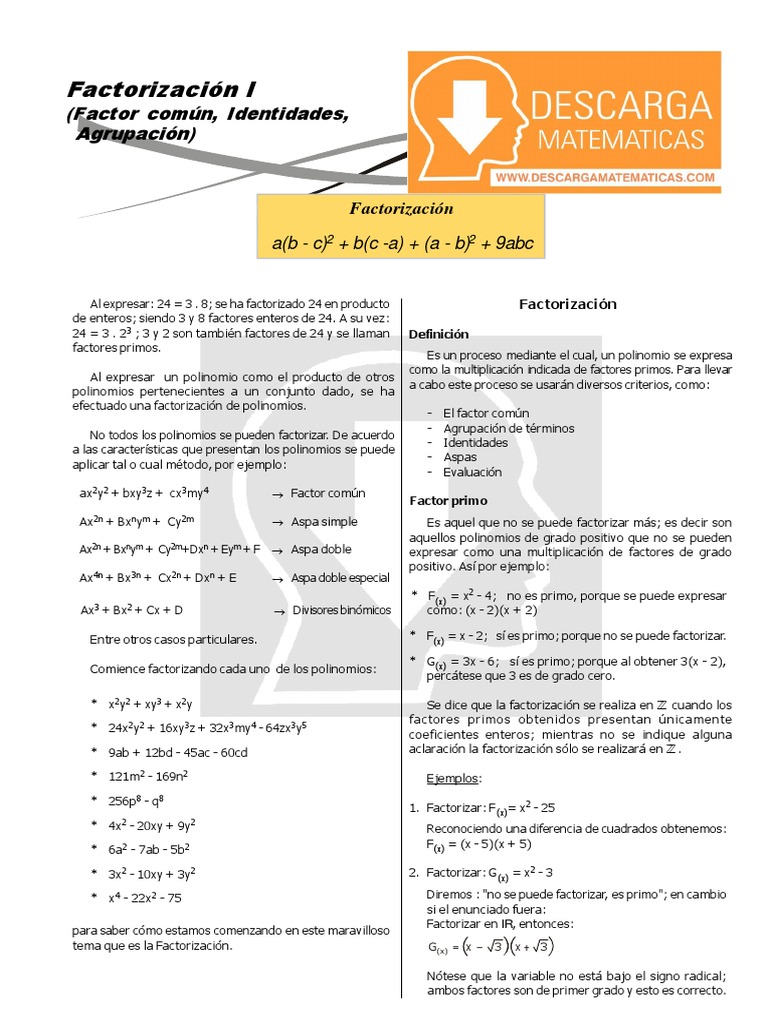 08 Descargar Factorizacion - Algebra Tercero de Secundaria | PDF ...