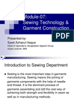 Module-07: Sewing Technology & Garment Construction: Presented By: Syed Azharul Haque