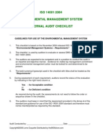 ISO 14001:2004 Environmental Management System Internal Audit Checklist