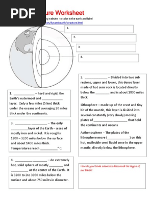 Earths Structure Worksheet Plate Tectonics Earth