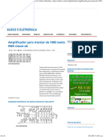 Amplificador Para Montar de 1000 Watts RMS Classe Ab _ Áudio e Eletrônica