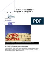 ANALYSIS - Toyota Recall Debacle Highlights Dangers of Being No.1