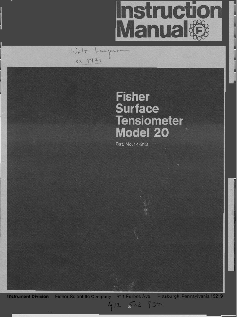 Fisher Surface.tensiometer Manual Escuela Viejo PDF Surface
