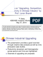 Comments on “Upgrading, Competition, and Productivity in Chinese Industry” by Prof. Loren Brandt