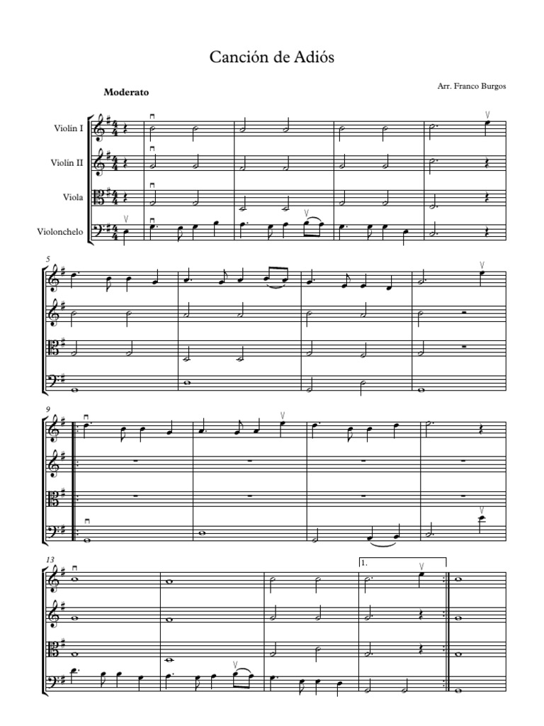 Cancion Adiós Partitura Y Partes Pdf