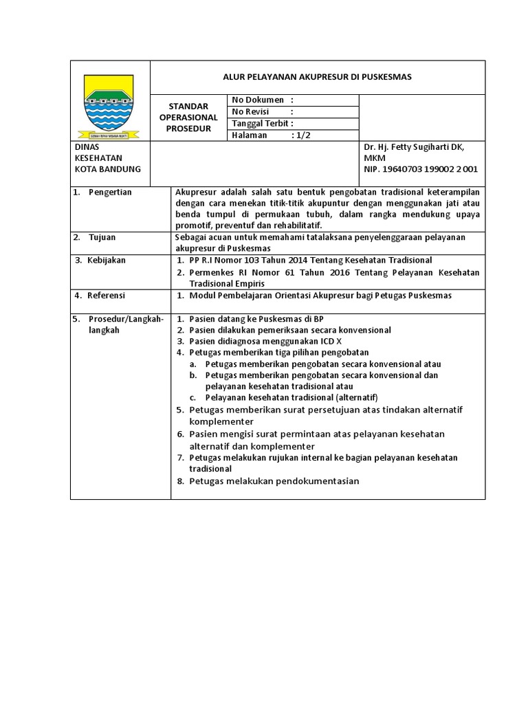 SOP Pelayanan Akupresur Di Puskesmas(1)