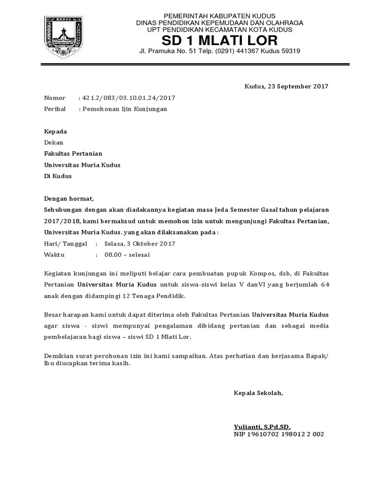 Contoh Surat Permohonan Kunjungan Ke Museum Pdf