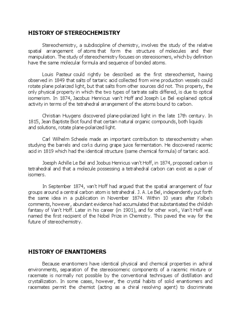 HISTORY OF STEREOCHEMISTRY intelligence overview