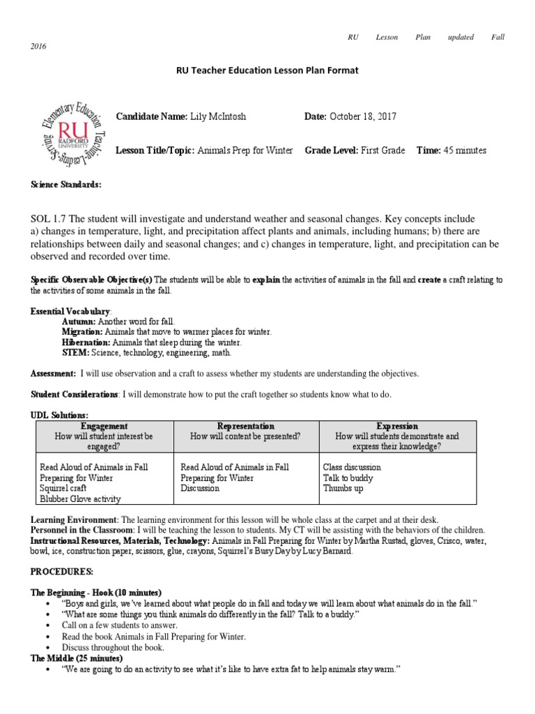 First Grade Lesson on Animal Behavior | PDF | Lesson Plan | Pedagogy