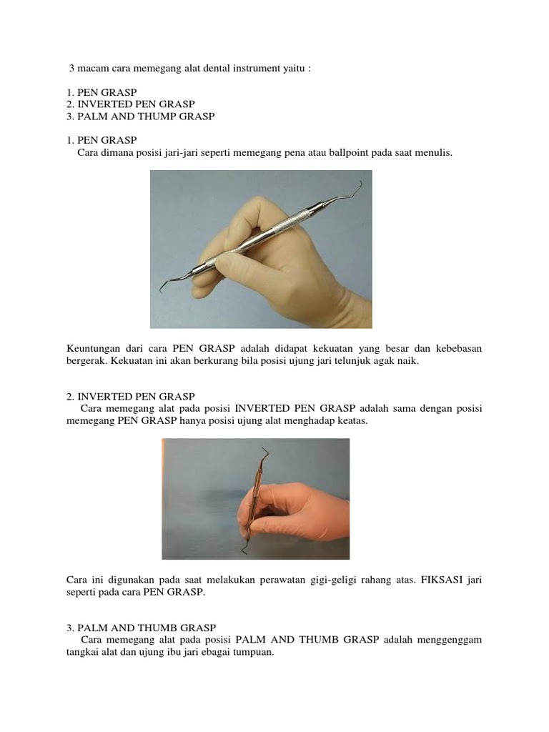 3 Macam Cara Memegang Alat Dental Instrument Yaitu