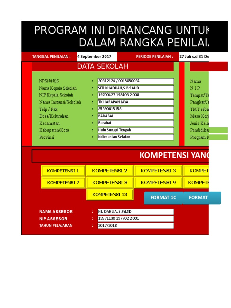 Format Penilaian Kinerja Guru Tk