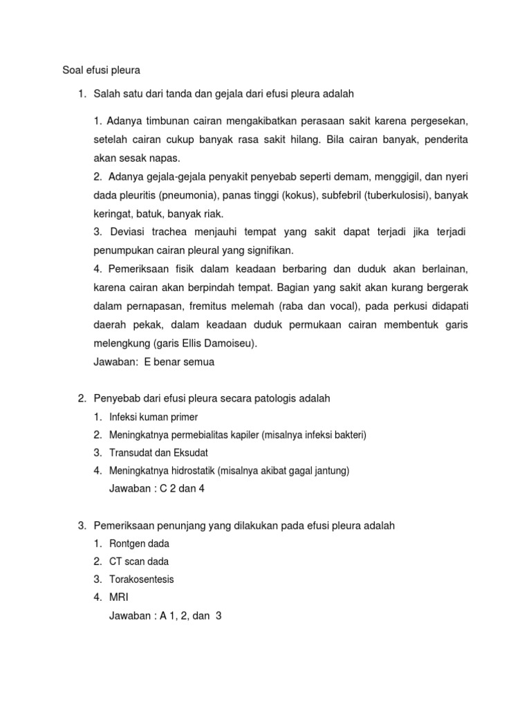 Soal Efusi Pleura