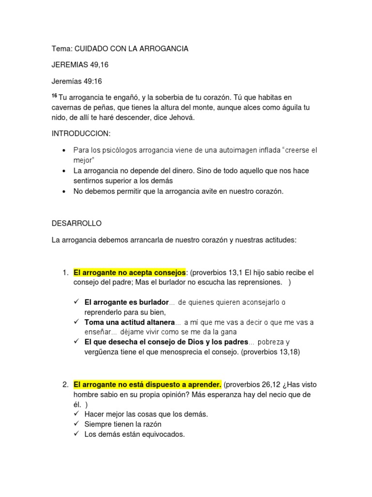 La arrogancia msj corto