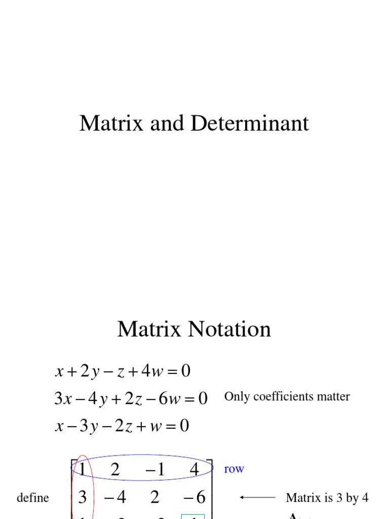 Matrix and Determinant Concepts | PDF | Matrix (Mathematics) | Determinant