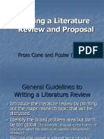 Writing A Literature Review and Proposal: From Cone and Foster (1993)