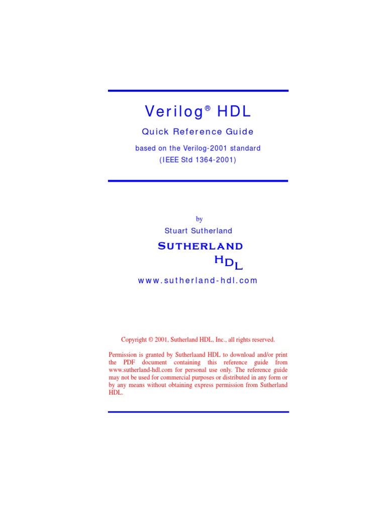 Verilog 01 Ref Guide Data Type Computer Data