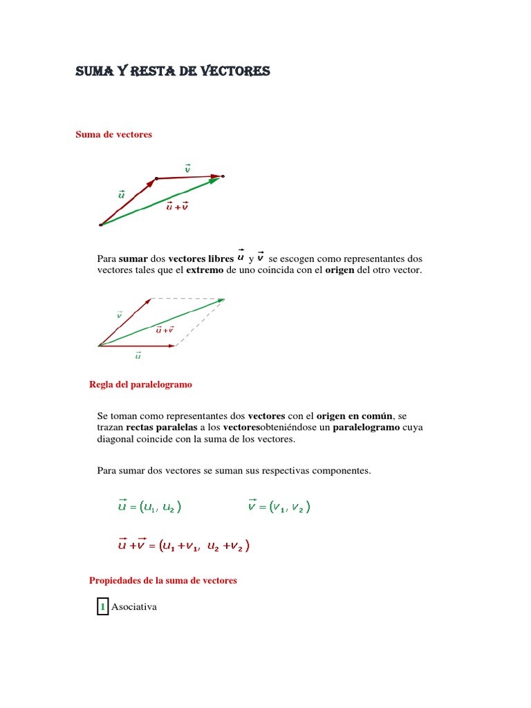 Suma y Resta de Vectores Explicada | PDF | Métodos y materiales de ...