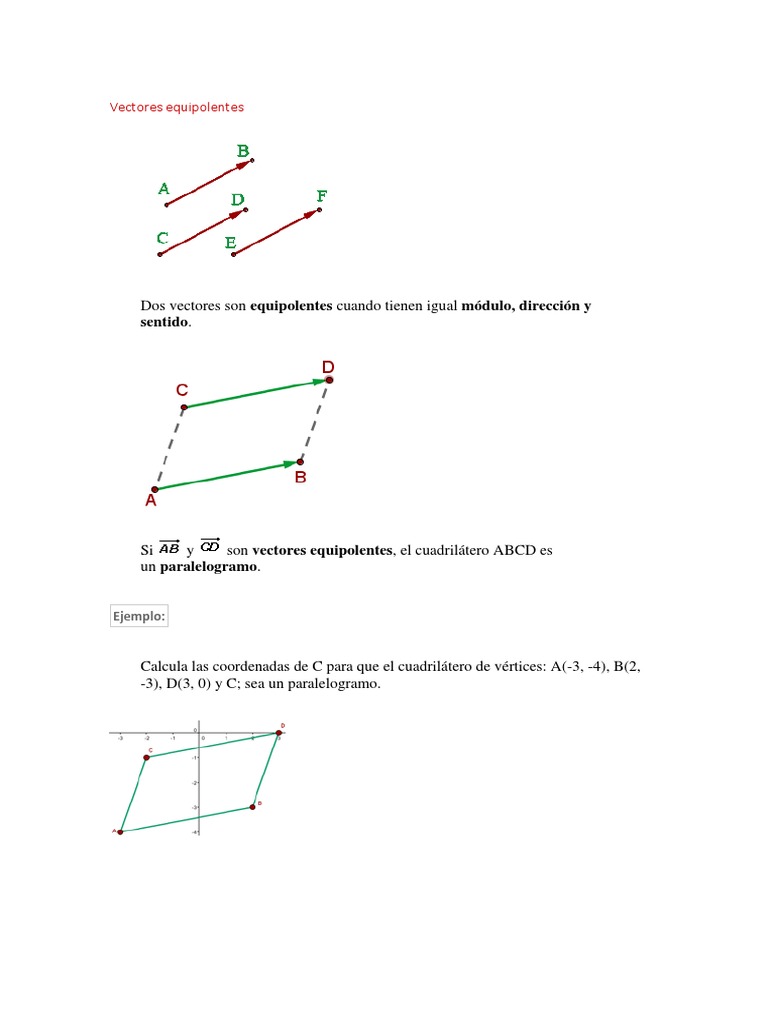 Vectores Equipolentes: Definición y Ejemplo | PDF