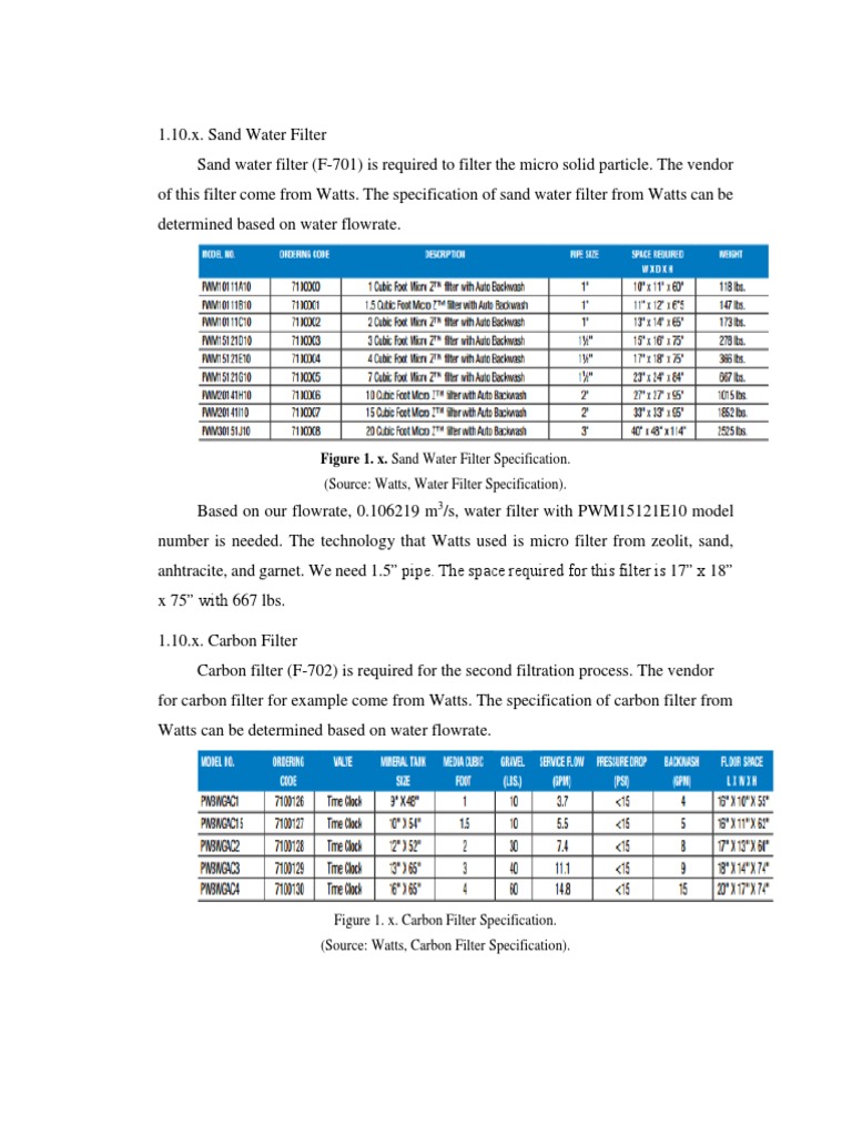 Figure 1. X. Sand Water Filter Specification PDF Filtration Sand