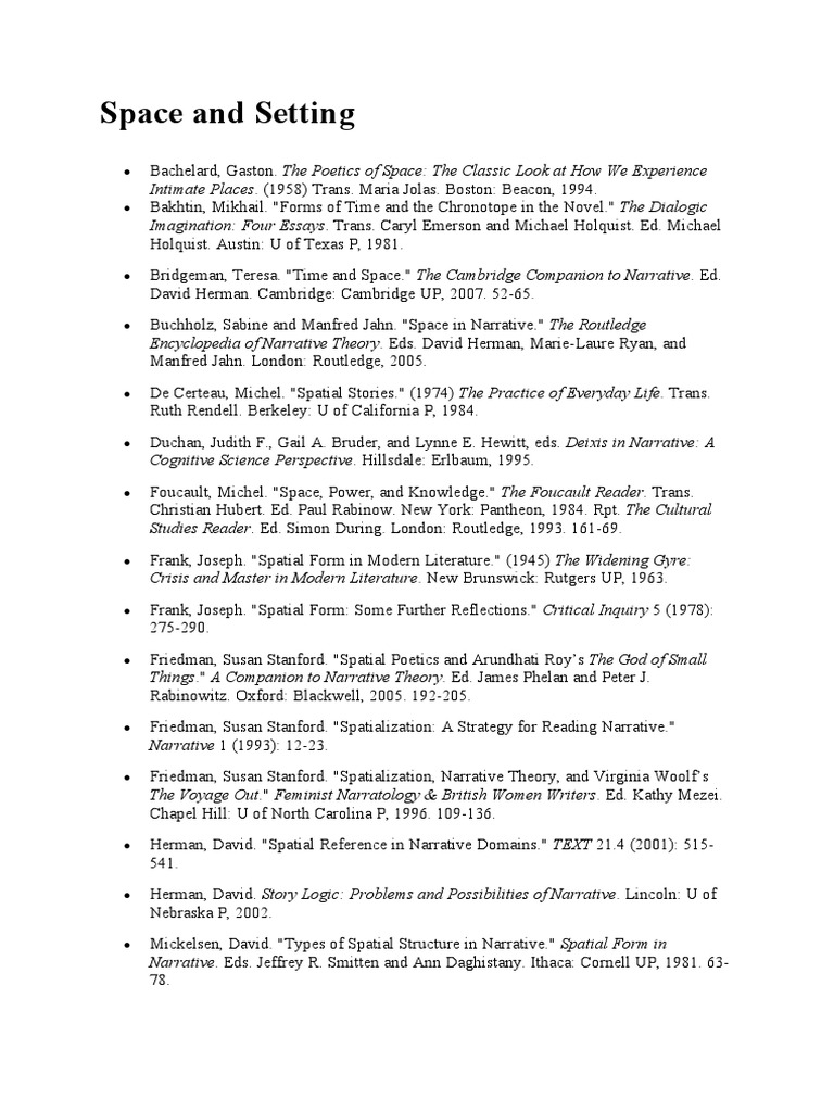 Exploring Space in Narrative Theory | PDF | Narrative | Philosophical ...