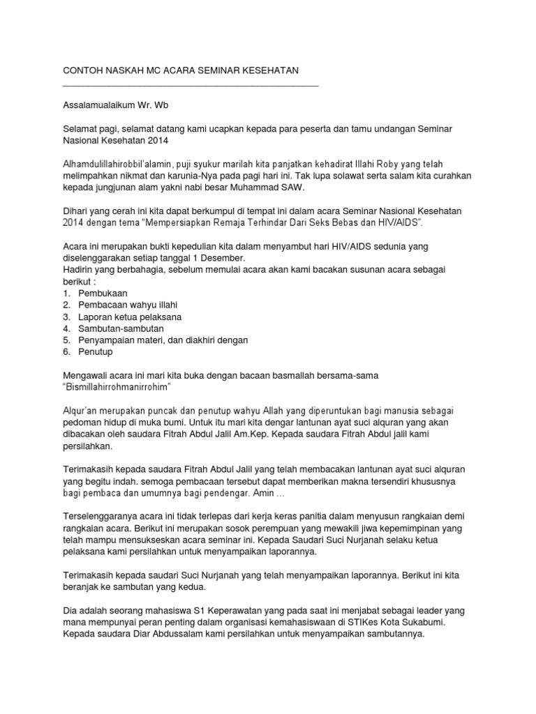 Contoh Naskah Pembawa Acara Formal