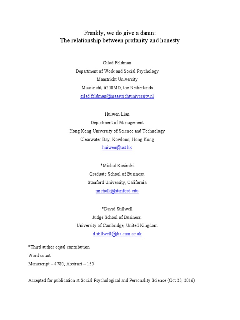 Profanity Pdf Pdf Integrity Profanity