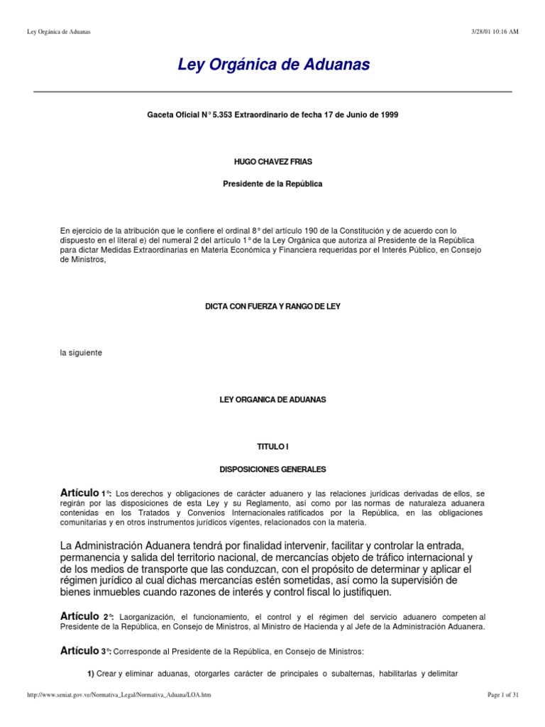 Ley de Aduanas PDF | PDF | aduana | Regulación