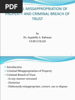 Criminal Misappropriation of Property